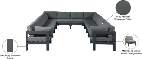 Alyssa Grey Water Resistant Fabric Outdoor Patio Modular Sectional Sec12A