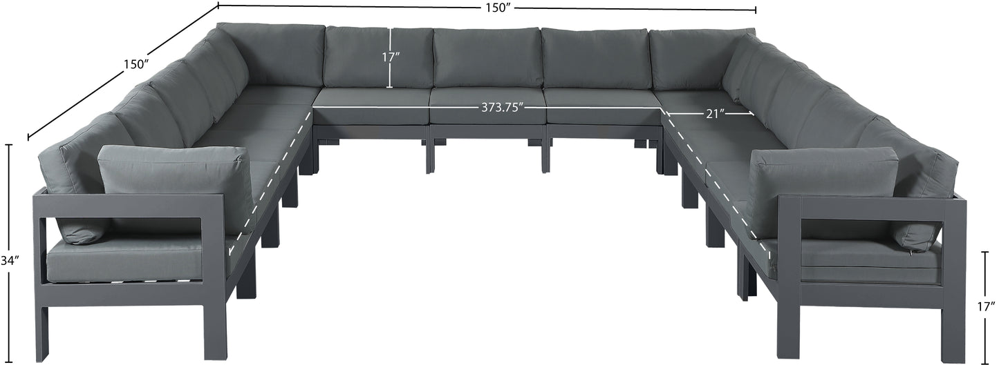 alyssa grey water resistant fabric outdoor patio modular sectional sec13a