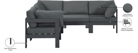 Alyssa Grey Water Resistant Fabric Outdoor Patio Modular Sectional Sec5A