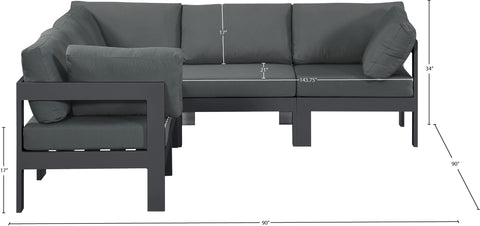 Alyssa Grey Water Resistant Fabric Outdoor Patio Modular Sectional Sec5B