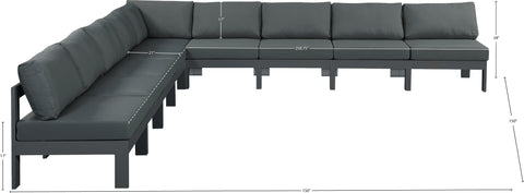 Alyssa Grey Water Resistant Fabric Outdoor Patio Modular Sectional Sec9A