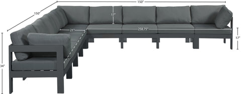 Alyssa Grey Water Resistant Fabric Outdoor Patio Modular Sectional Sec9B