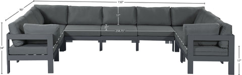 Alyssa Grey Water Resistant Fabric Outdoor Patio Modular Sectional Sec9C
