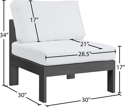 Alyssa White Water Resistant Fabric Outdoor Patio Aluminum Armless Chair Armless