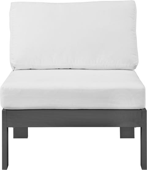 Alyssa White Water Resistant Fabric Outdoor Patio Aluminum Armless Chair Armless