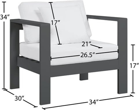 Alyssa White Water Resistant Fabric Outdoor Patio Aluminum Arm Chair Chair