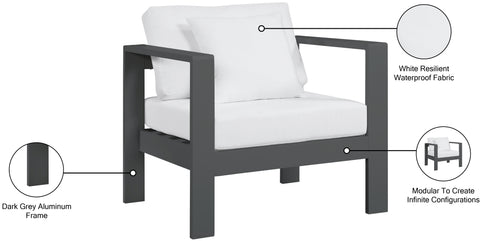 Alyssa White Water Resistant Fabric Outdoor Patio Aluminum Arm Chair Chair