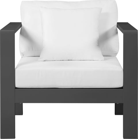 Alyssa White Water Resistant Fabric Outdoor Patio Aluminum Arm Chair Chair