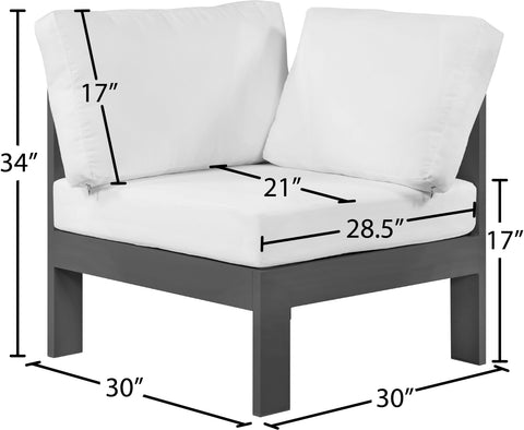 Alyssa White Water Resistant Fabric Outdoor Patio Aluminum Corner Chair Corner