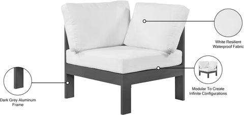 Alyssa White Water Resistant Fabric Outdoor Patio Aluminum Corner Chair Corner