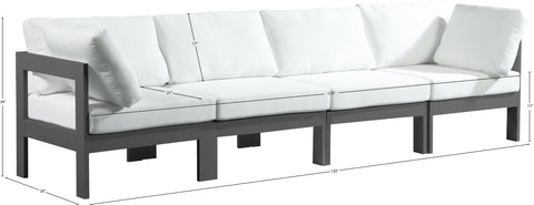 Alyssa White Water Resistant Fabric Outdoor Patio Modular Sofa S120A