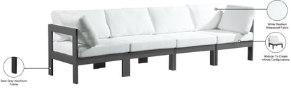 Alyssa White Water Resistant Fabric Outdoor Patio Modular Sofa S120A