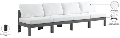 Alyssa White Water Resistant Fabric Outdoor Patio Modular Sofa S120B