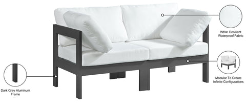 Alyssa White Water Resistant Fabric Outdoor Patio Modular Sofa S60A