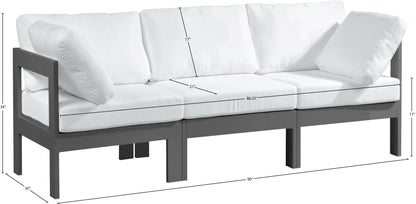 Alyssa White Water Resistant Fabric Outdoor Patio Modular Sofa S90A