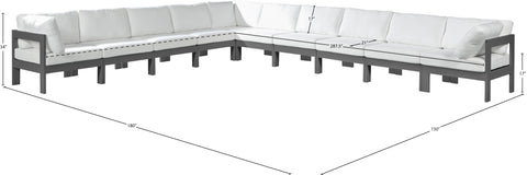 Alyssa White Water Resistant Fabric Outdoor Patio Modular Sectional Sec10A