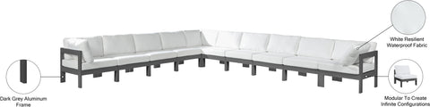 Alyssa White Water Resistant Fabric Outdoor Patio Modular Sectional Sec10A