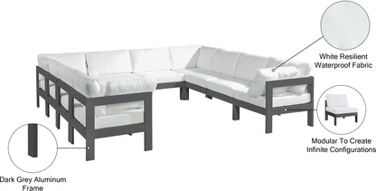 Alyssa White Water Resistant Fabric Outdoor Patio Modular Sectional Sec10B