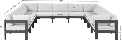 Alyssa White Water Resistant Fabric Outdoor Patio Modular Sectional Sec11A