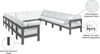 Alyssa White Water Resistant Fabric Outdoor Patio Modular Sectional Sec12A