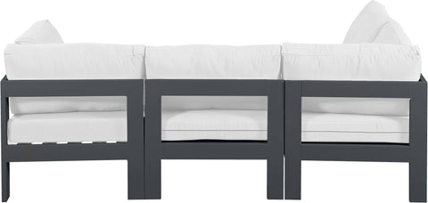 Alyssa White Water Resistant Fabric Outdoor Patio Modular Sectional Sec4A