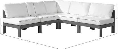 Alyssa White Water Resistant Fabric Outdoor Patio Modular Sectional Sec5A