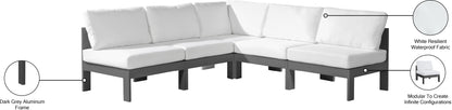 Alyssa White Water Resistant Fabric Outdoor Patio Modular Sectional Sec5A