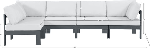 Alyssa White Water Resistant Fabric Outdoor Patio Modular Sectional Sec5C