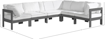 Alyssa White Water Resistant Fabric Outdoor Patio Modular Sectional Sec6A