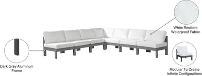 Alyssa White Water Resistant Fabric Outdoor Patio Modular Sectional Sec7A