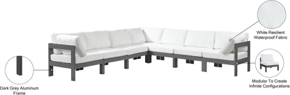 Alyssa White Water Resistant Fabric Outdoor Patio Modular Sectional Sec7B