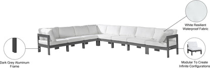 Alyssa White Water Resistant Fabric Outdoor Patio Modular Sectional Sec8A