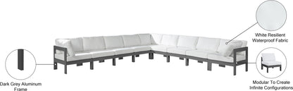 Alyssa White Water Resistant Fabric Outdoor Patio Modular Sectional Sec9B