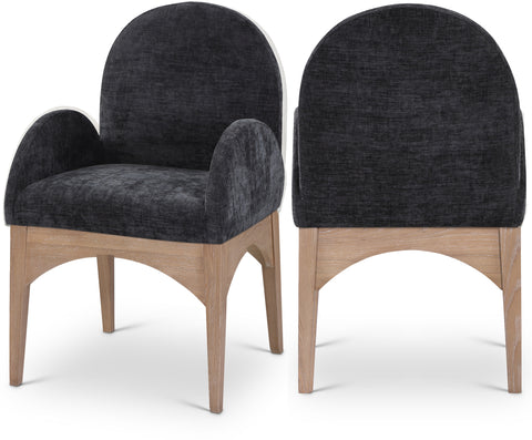 Sage Black Chenille Fabric Upholstered Dining Arm Chair, 1 Piece