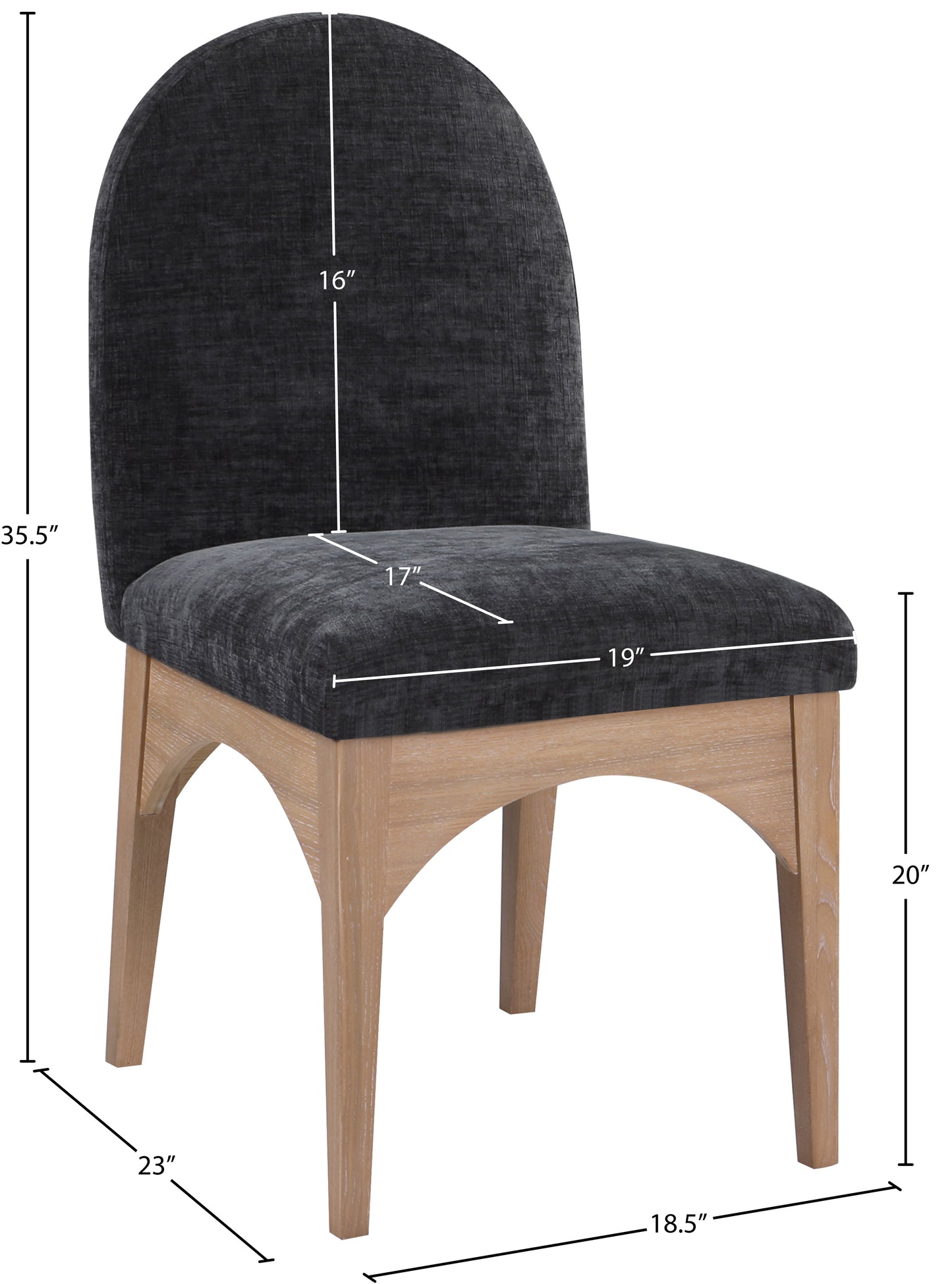 brielle black chenille fabric dining chair sc