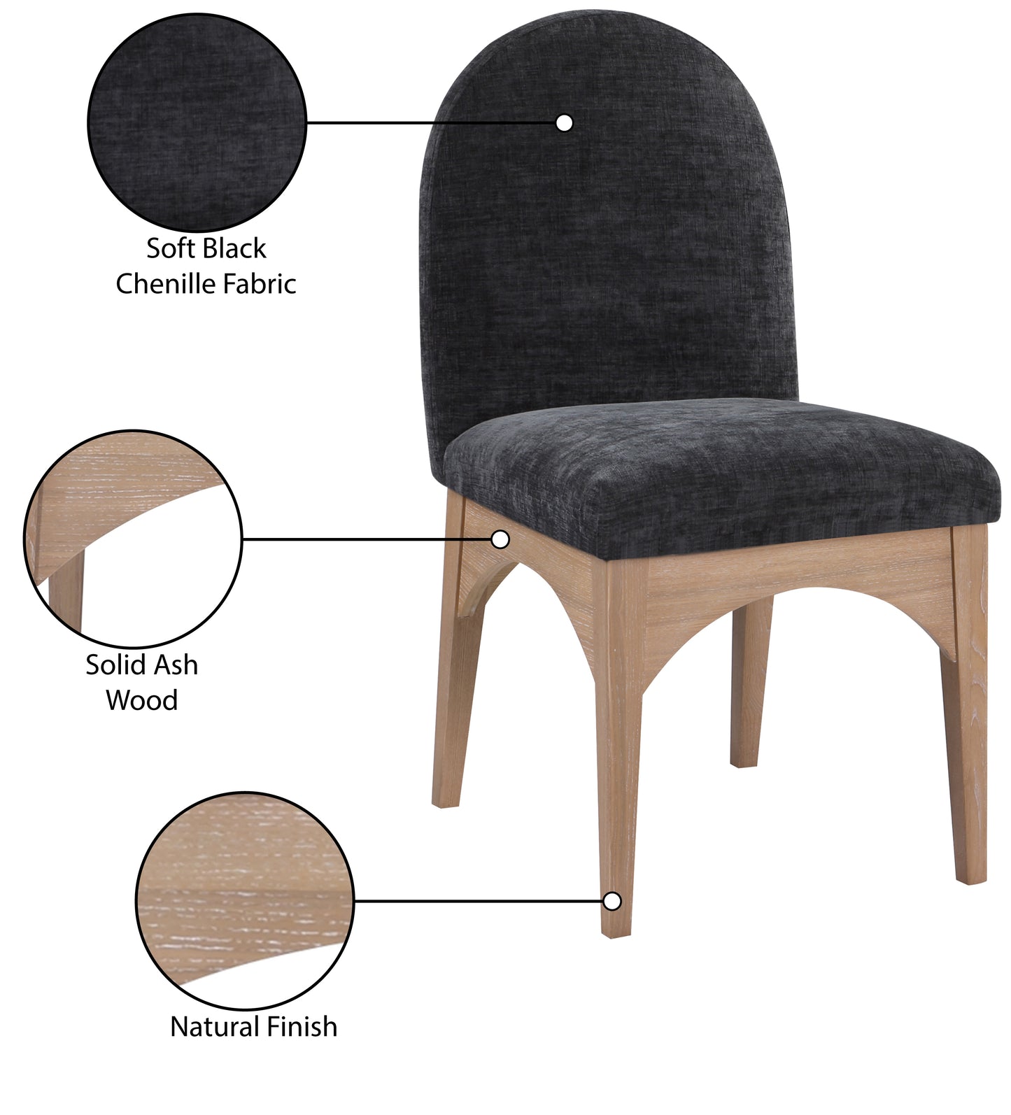 brielle black chenille fabric dining chair sc