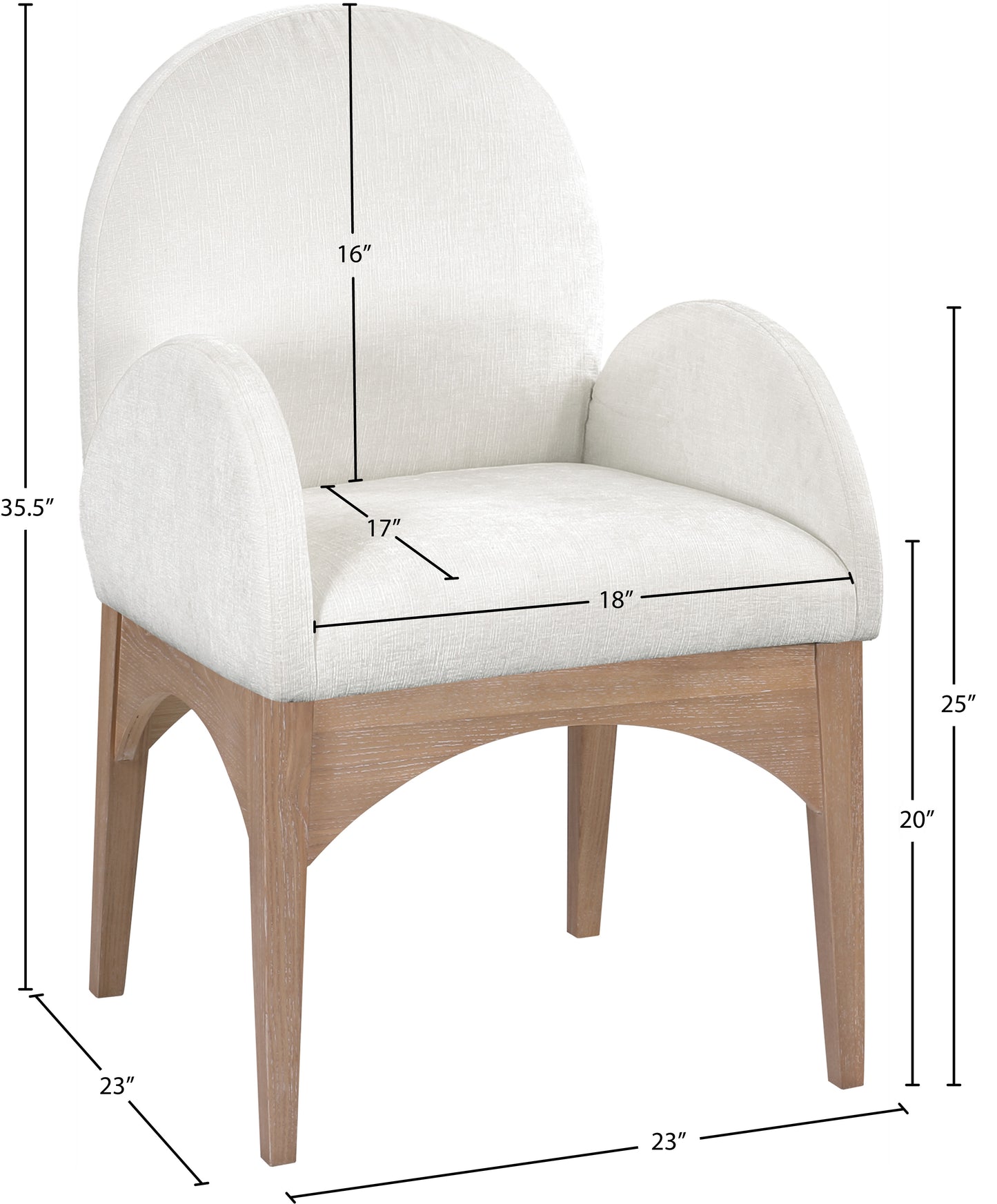 brielle cream chenille fabric dining chair ac