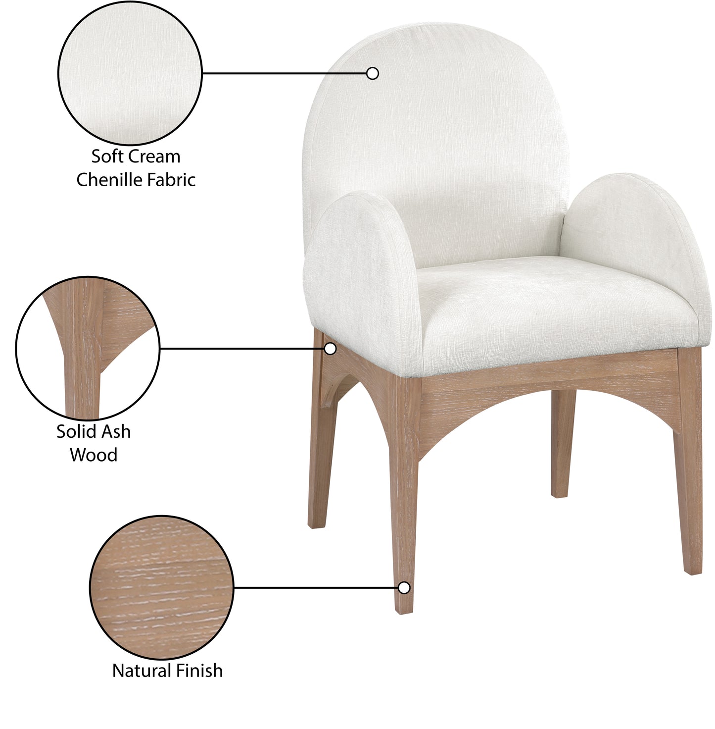 brielle cream chenille fabric dining chair ac