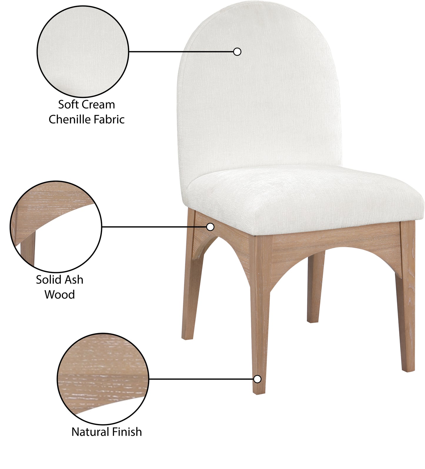 brielle cream chenille fabric dining chair sc