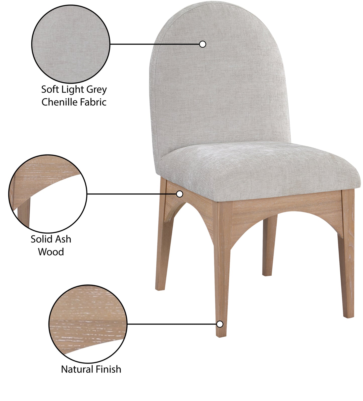 brielle grey chenille fabric dining chair sc