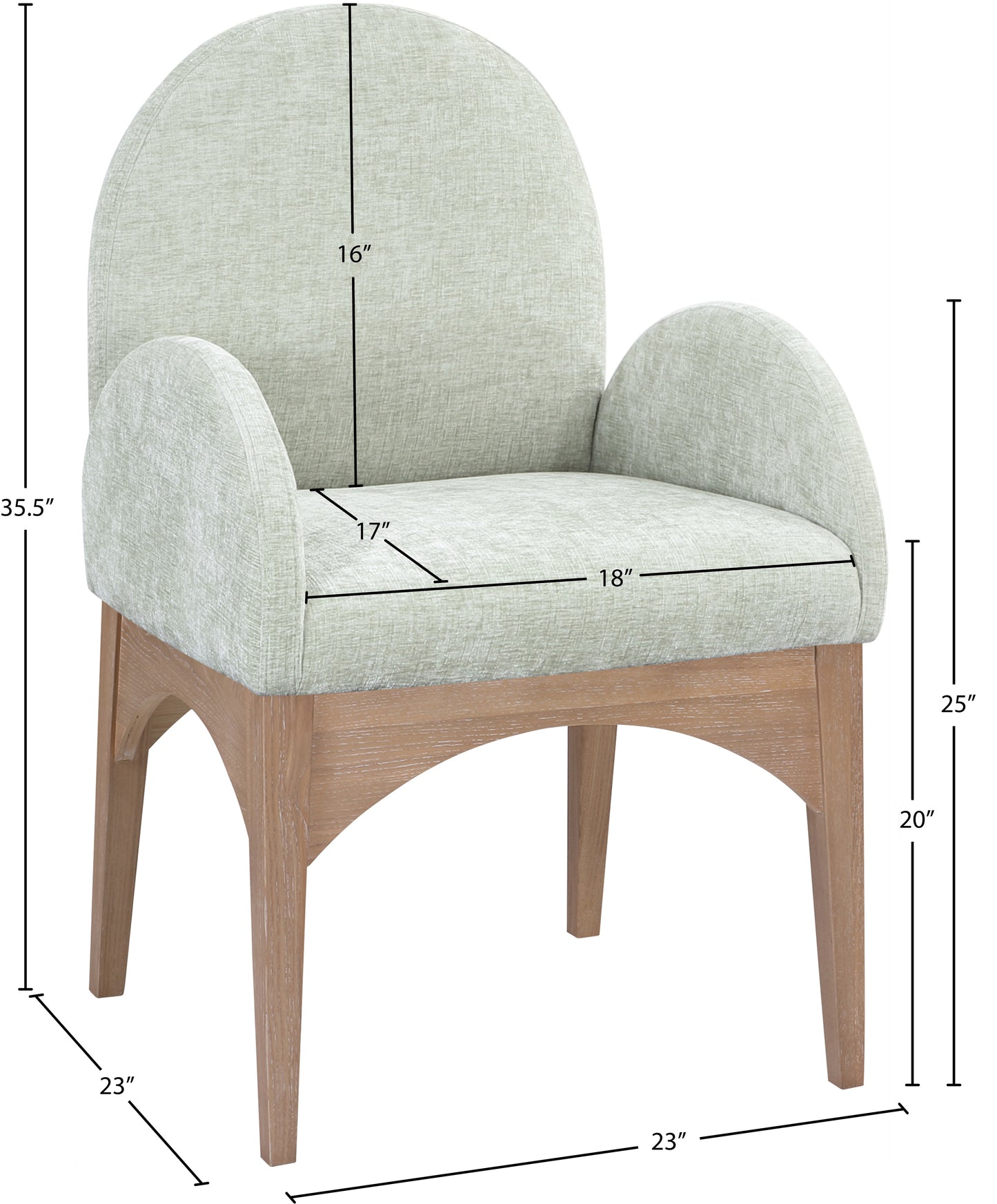 brielle mint chenille fabric dining chair ac