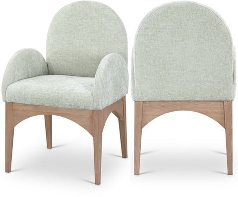 Sage Mint Chenille Fabric Upholstered Dining Arm Chair, 1 Piece