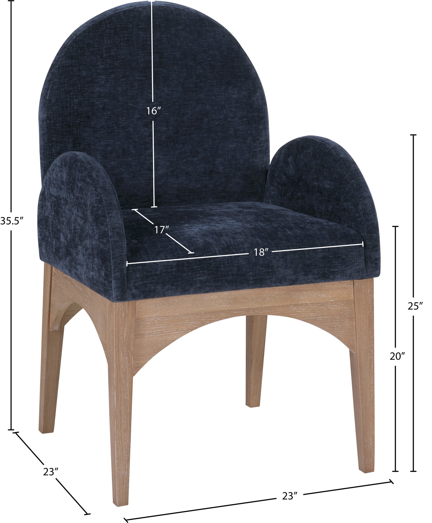 brielle navy chenille fabric dining chair ac