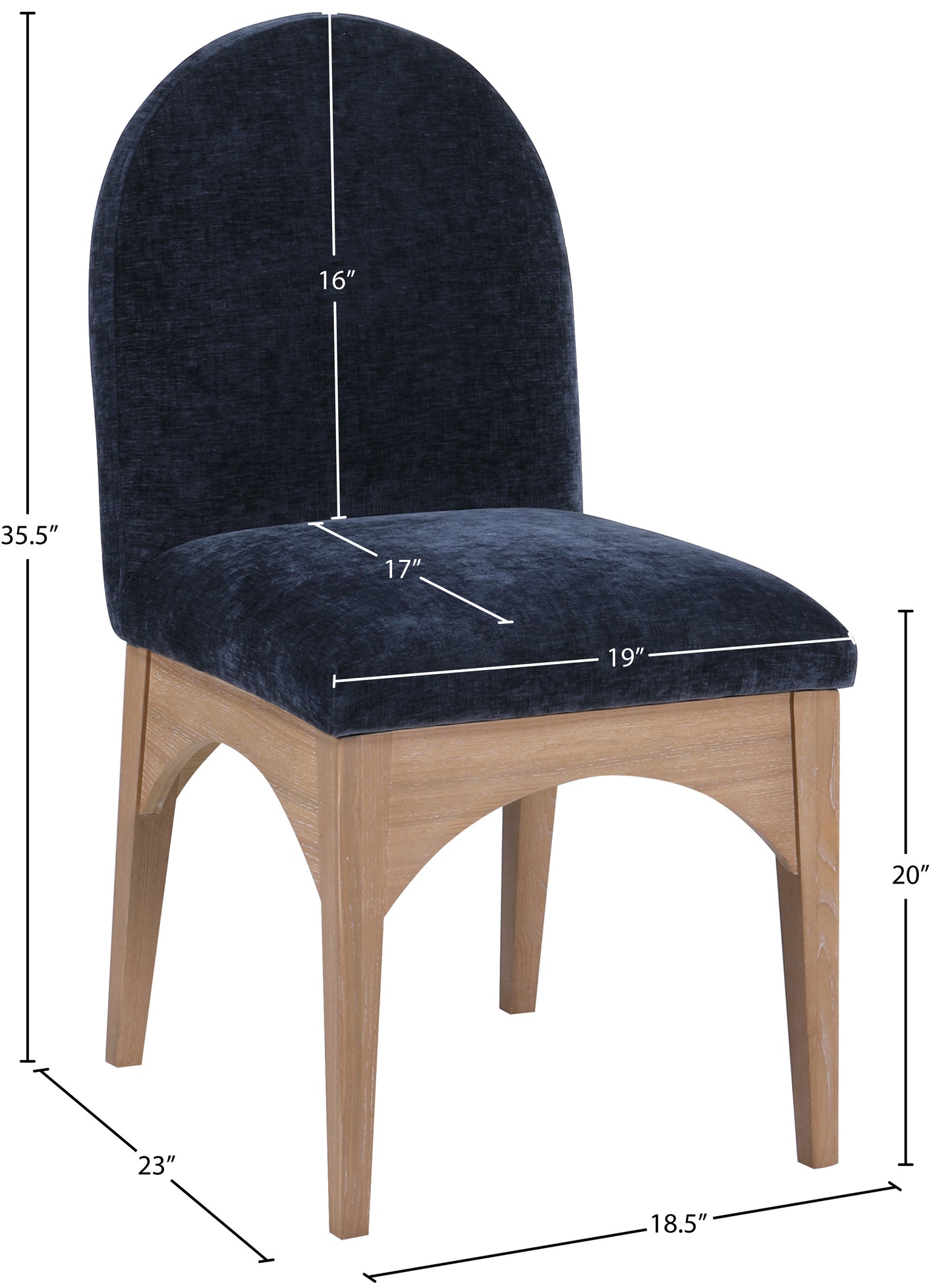 brielle navy chenille fabric dining chair sc