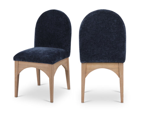 Sage Navy Chenille Fabric Upholstered Dining Side Chair, 1 Piece