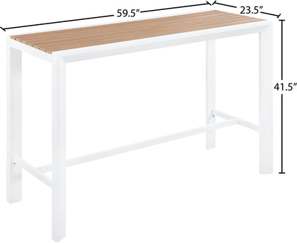 Alyssa Brown Wood Look Accent Paneling Outdoor Patio Aluminum Rectangle Bar Table T