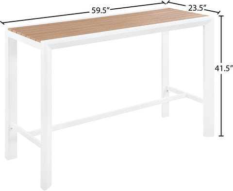 Alyssa Brown Wood Look Accent Paneling Outdoor Patio Aluminum Rectangle Bar Table T