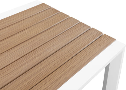Alyssa Brown Wood Look Accent Paneling Outdoor Patio Aluminum Rectangle Bar Table T