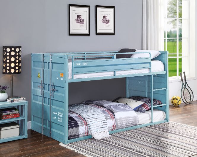 bellona twin/twin bunk bed, aqua finish