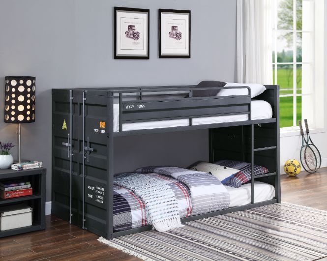 bellona twin/twin bunk bed, gunmetal finish